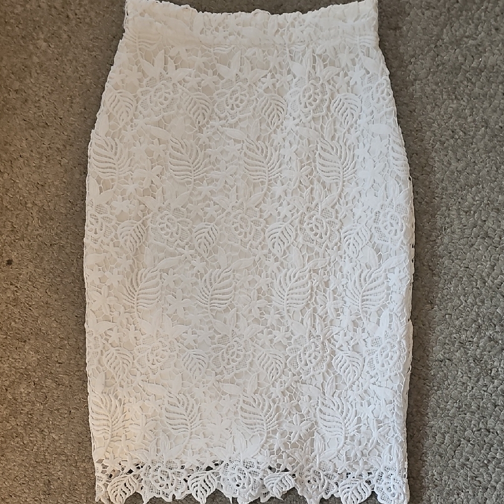 Banana Republic White Lined Pencil Skirt 0P